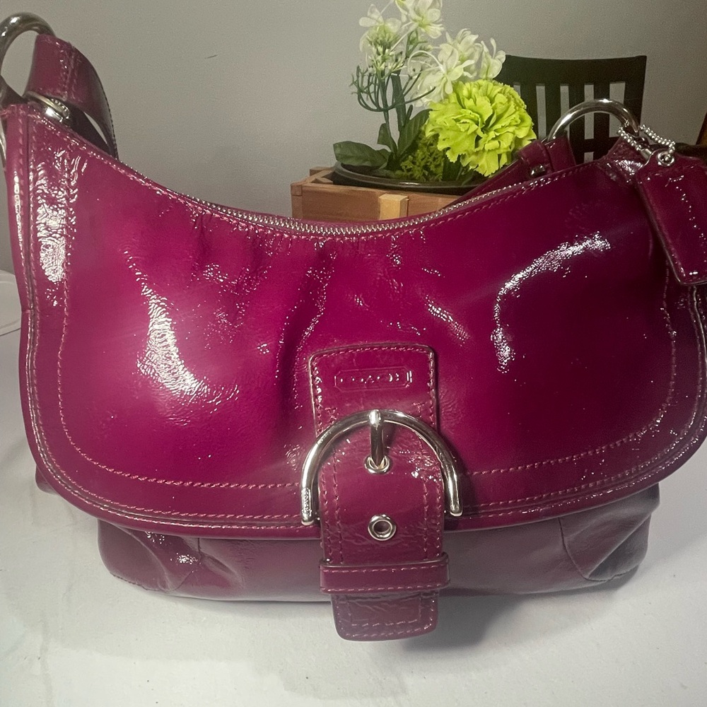 Plum Purple Patent Leather Coach Purse